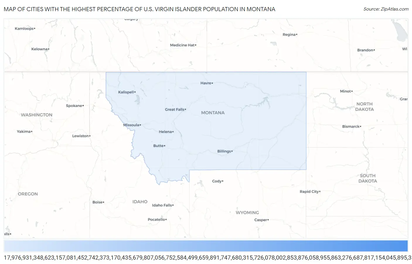 Cities with the Highest Percentage of U.S. Virgin Islander Population in Montana Map