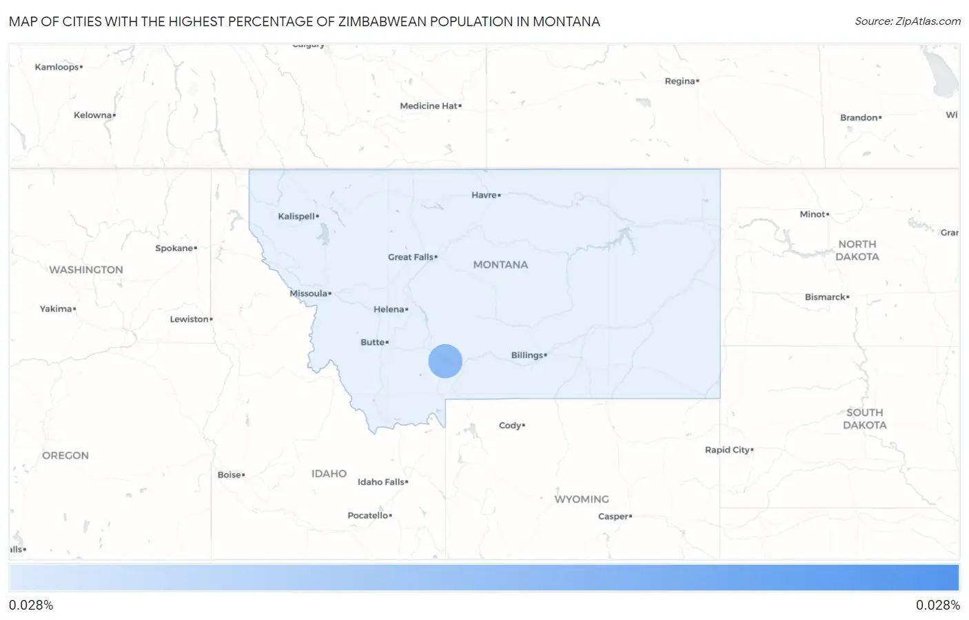 Cities with the Highest Percentage of Zimbabwean Population in Montana Map
