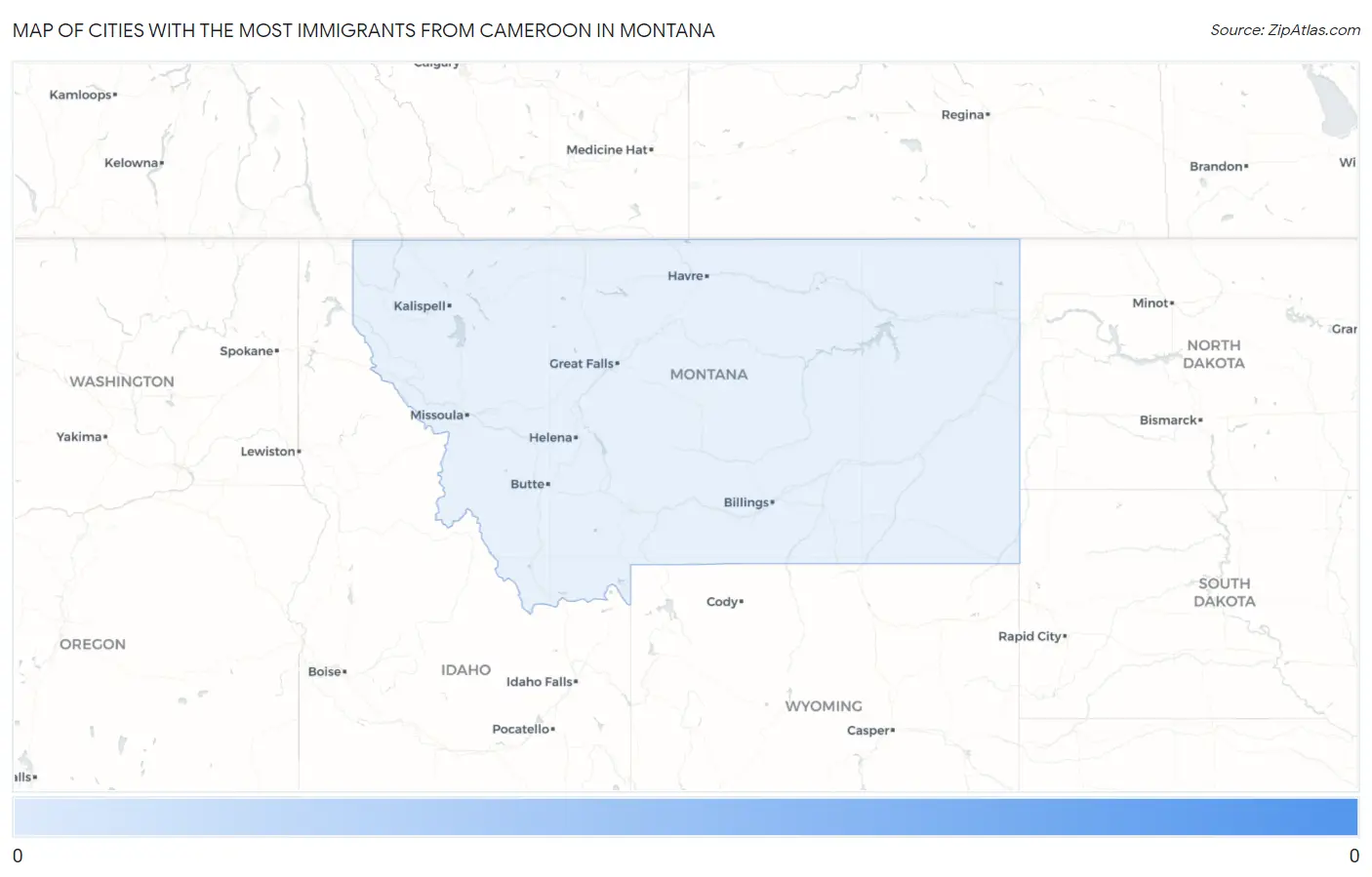 Cities with the Most Immigrants from Cameroon in Montana Map