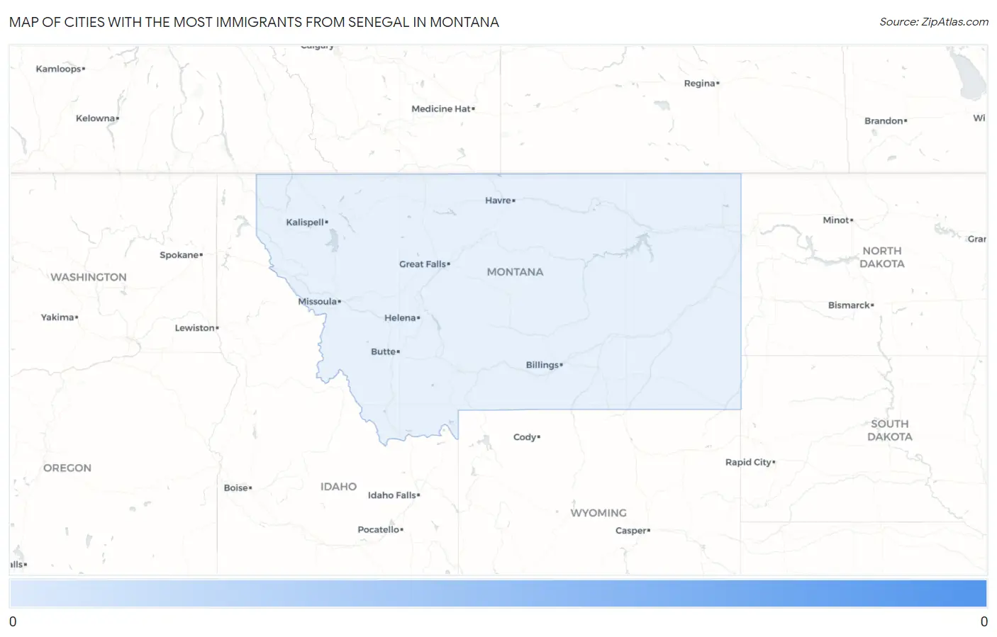 Cities with the Most Immigrants from Senegal in Montana Map