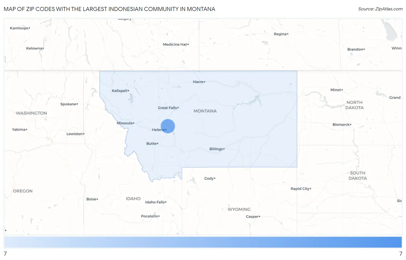 Zip Codes with the Largest Indonesian Community in Montana Map