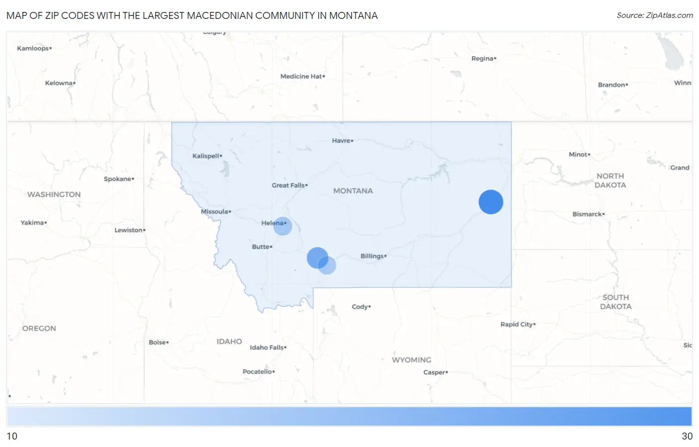 Zip Codes with the Largest Macedonian Community in Montana Map