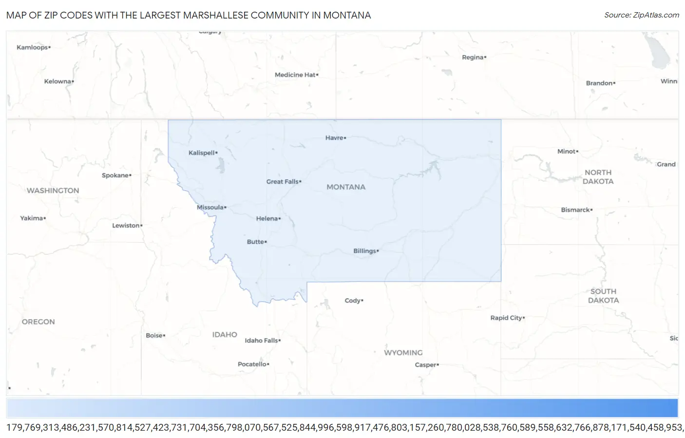 Zip Codes with the Largest Marshallese Community in Montana Map