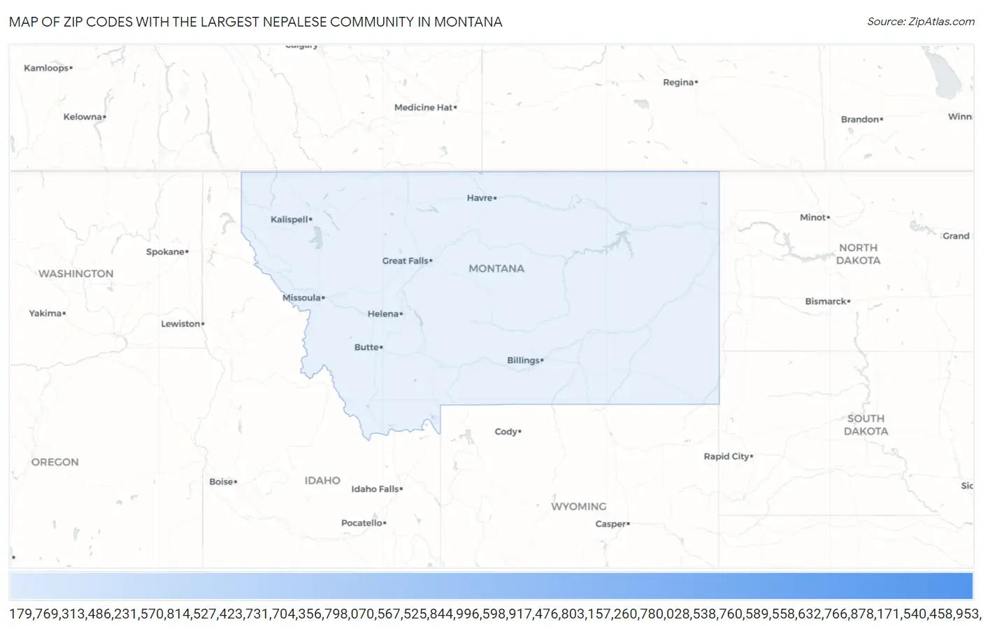 Zip Codes with the Largest Nepalese Community in Montana Map