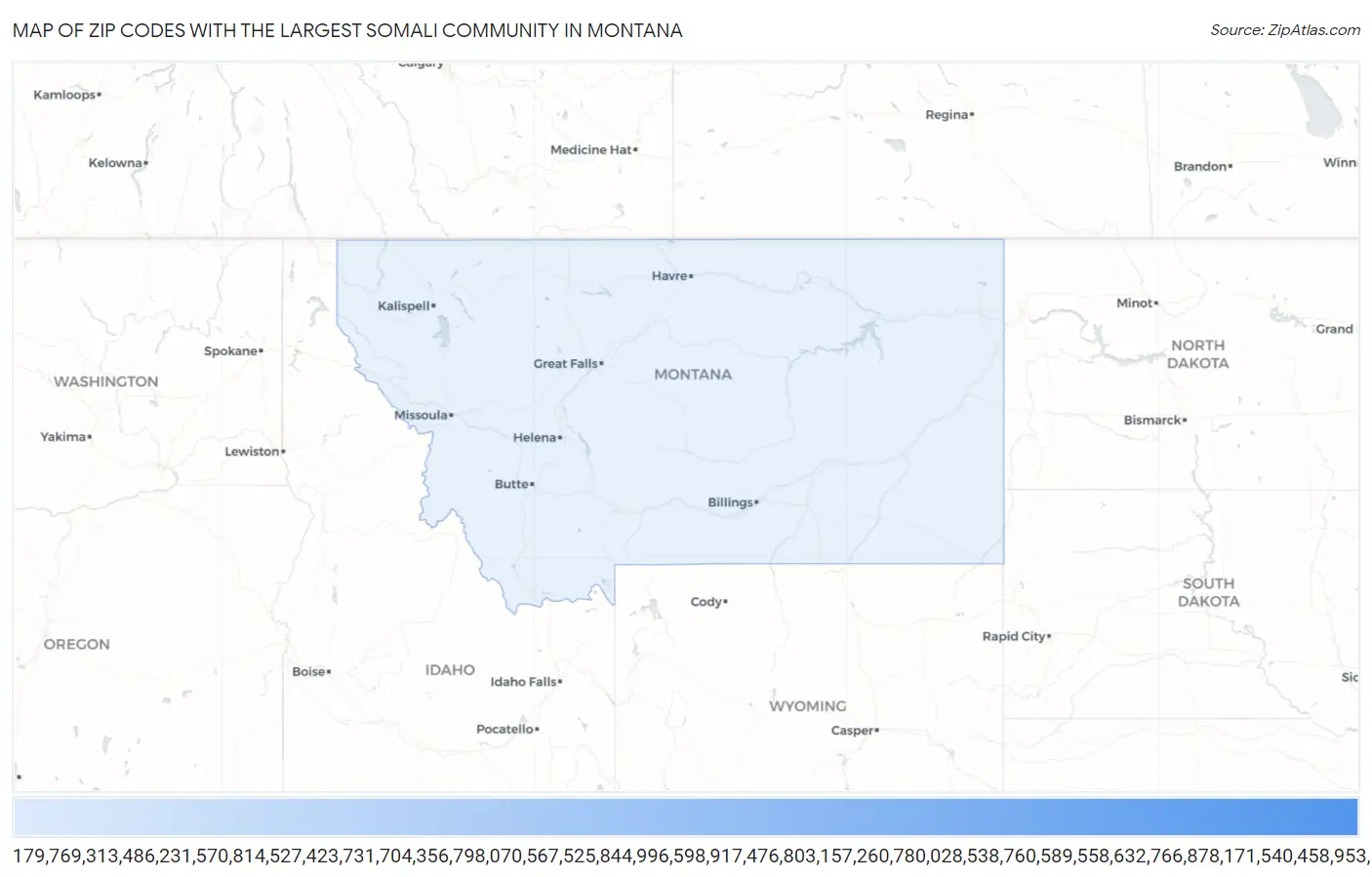 Zip Codes with the Largest Somali Community in Montana Map