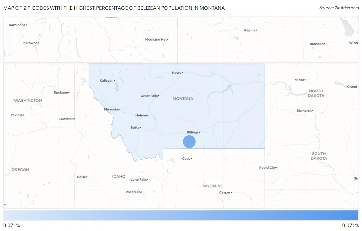 Zip Codes with the Highest Percentage of Belizean Population in Montana Map