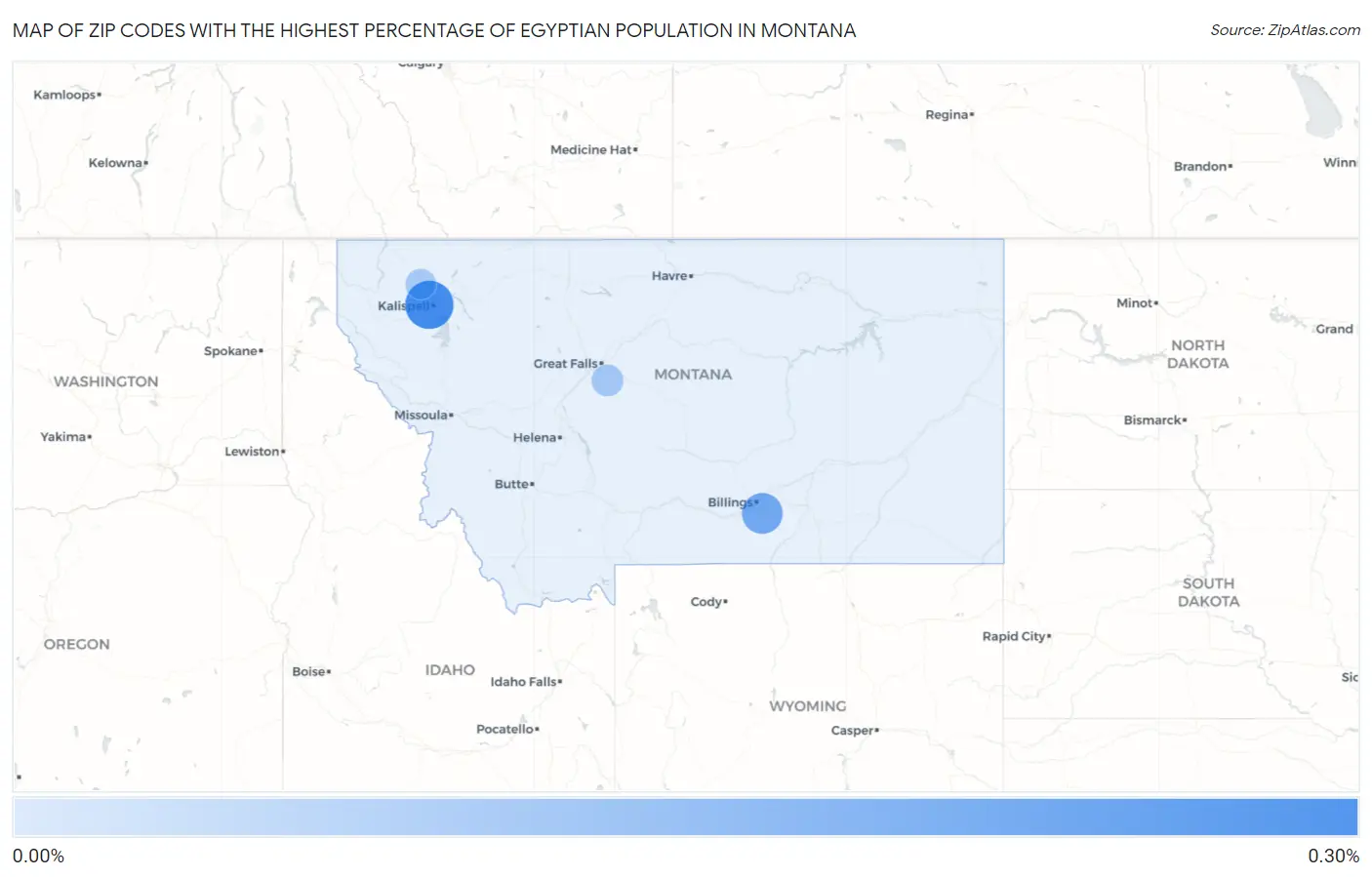 Zip Codes with the Highest Percentage of Egyptian Population in Montana Map