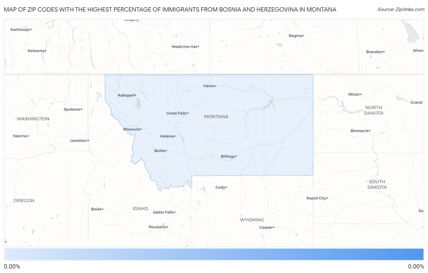 Zip Codes with the Highest Percentage of Immigrants from Bosnia and Herzegovina in Montana Map
