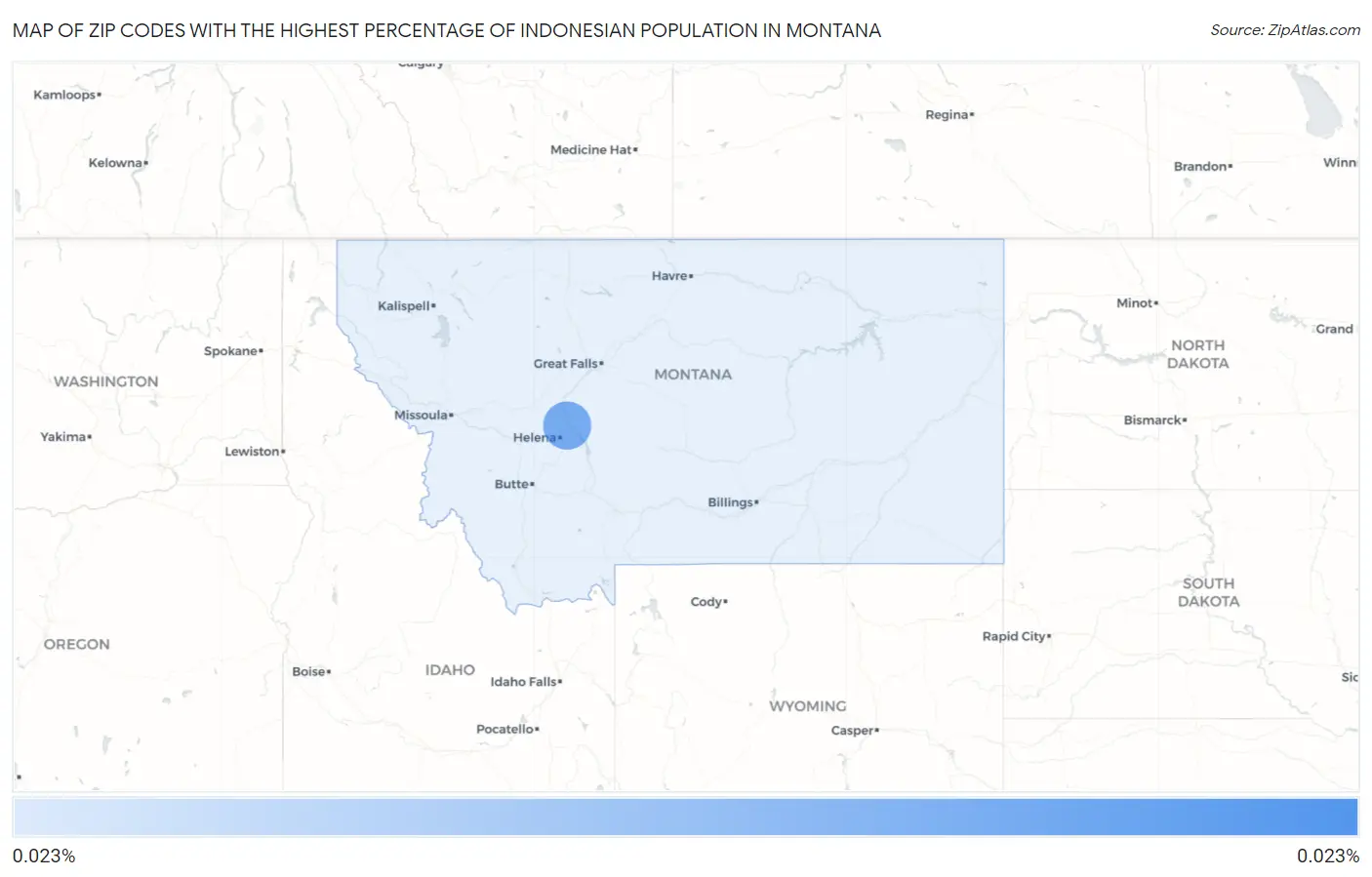 Zip Codes with the Highest Percentage of Indonesian Population in Montana Map