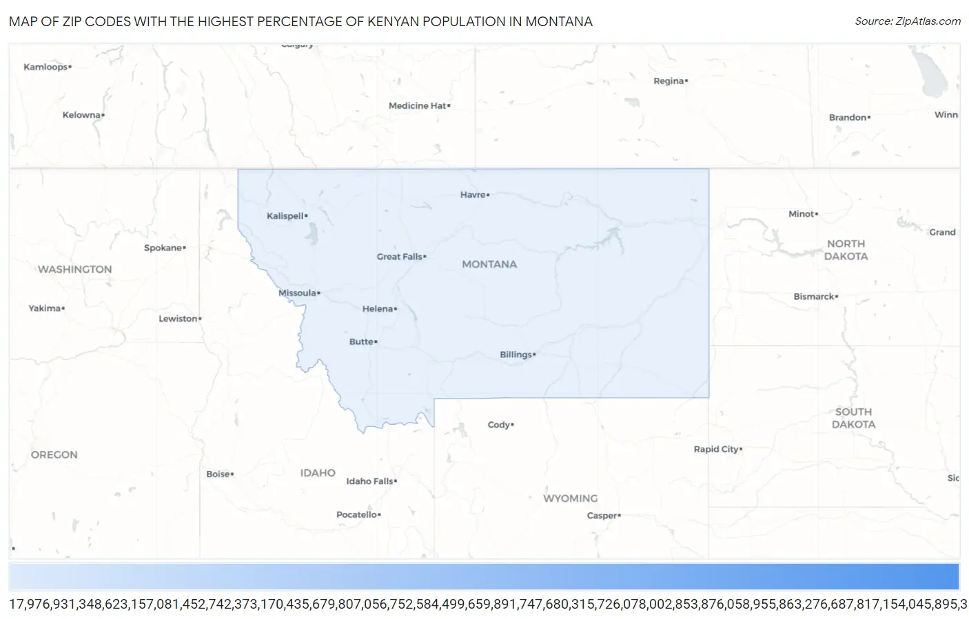 Zip Codes with the Highest Percentage of Kenyan Population in Montana Map