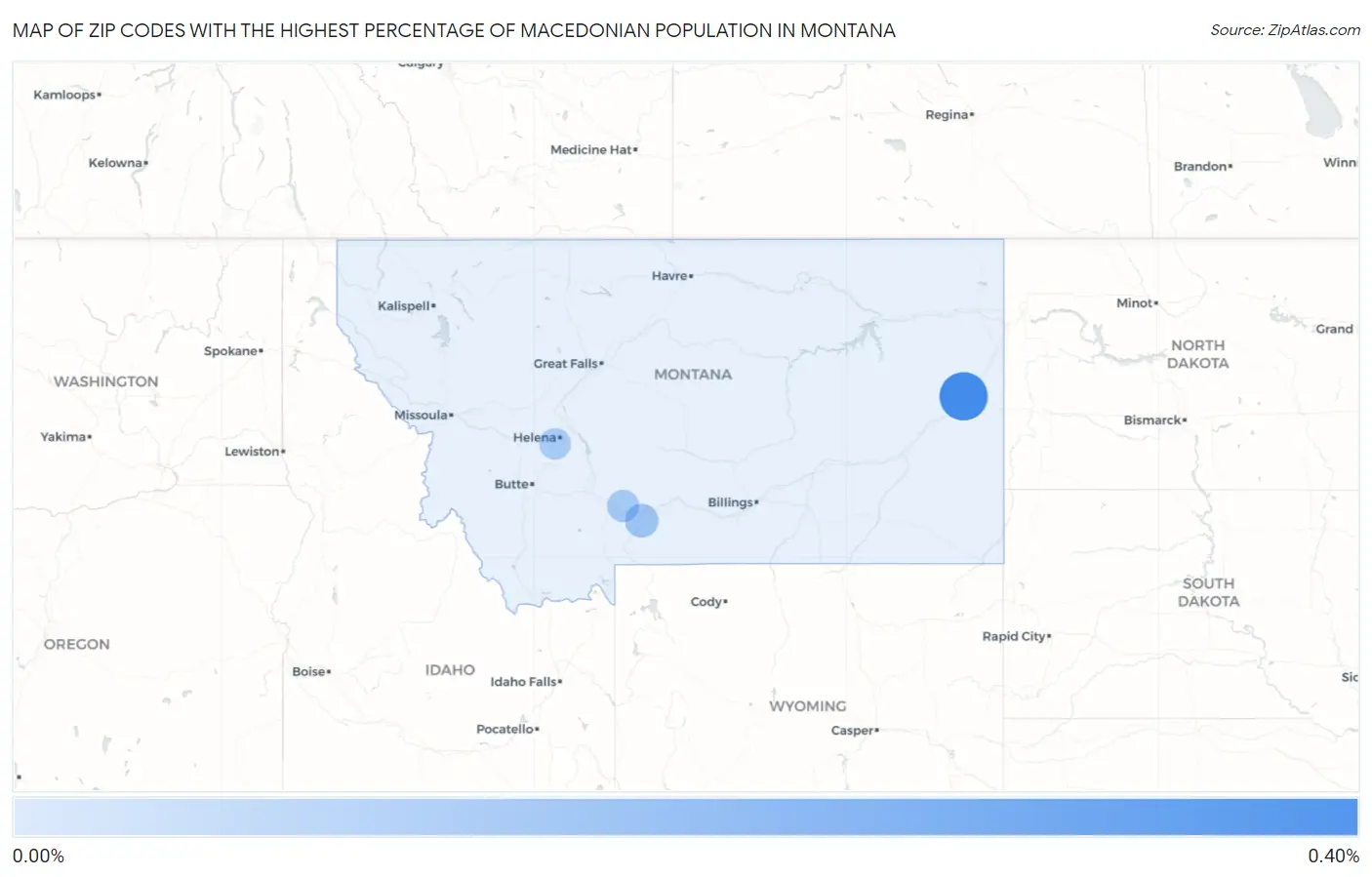 Zip Codes with the Highest Percentage of Macedonian Population in Montana Map