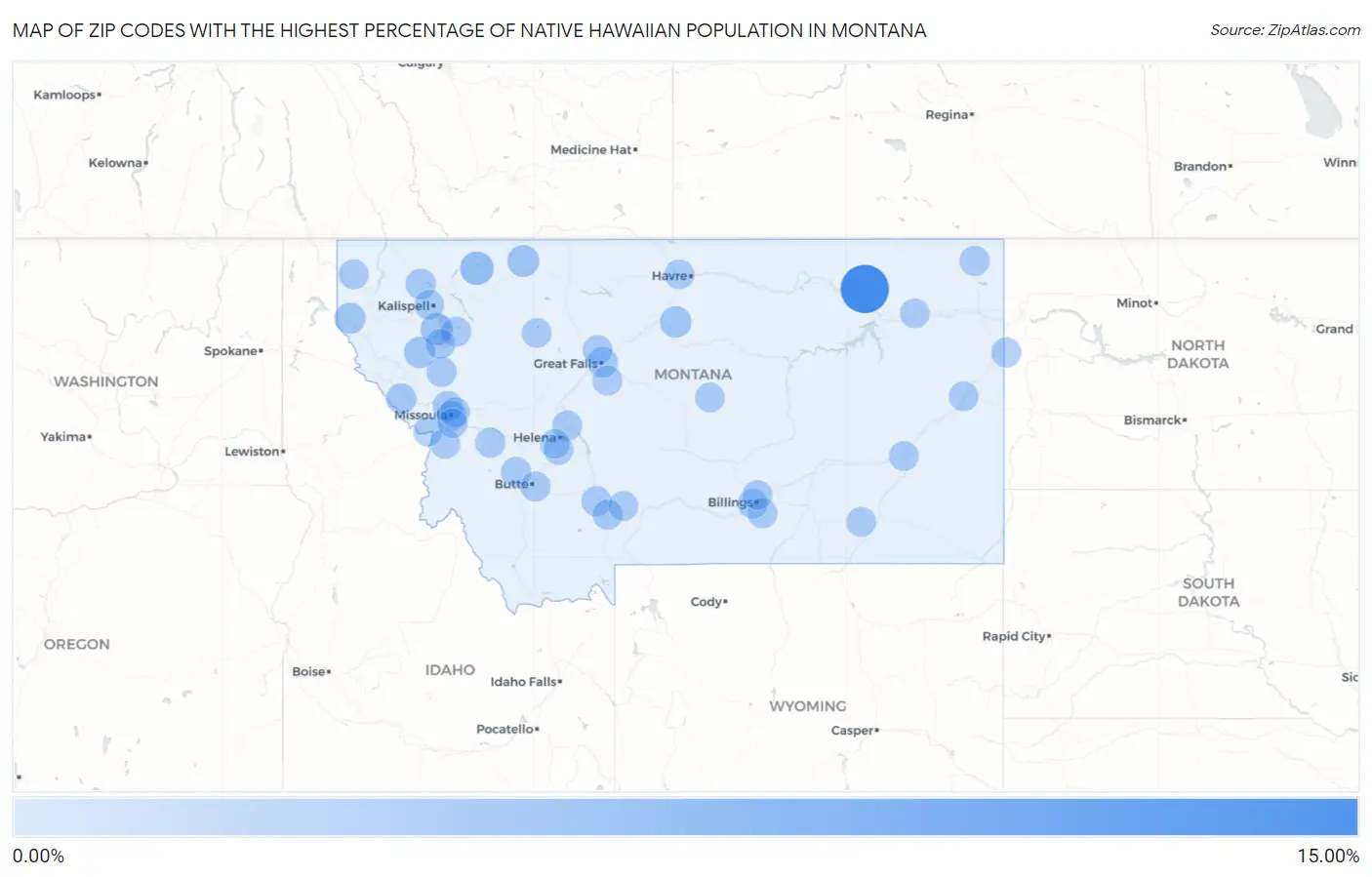Zip Codes with the Highest Percentage of Native Hawaiian Population in Montana Map