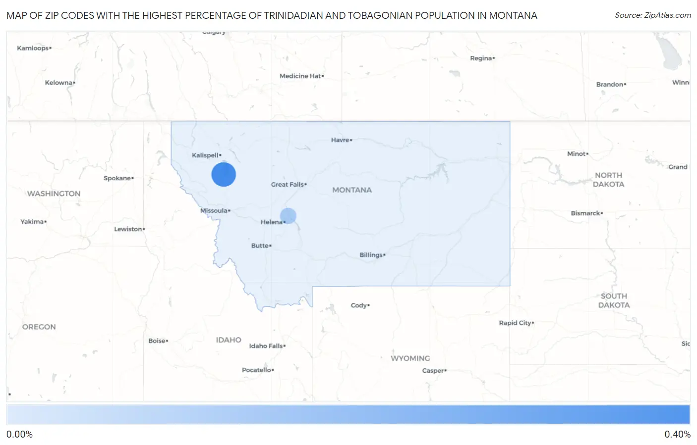 Zip Codes with the Highest Percentage of Trinidadian and Tobagonian Population in Montana Map