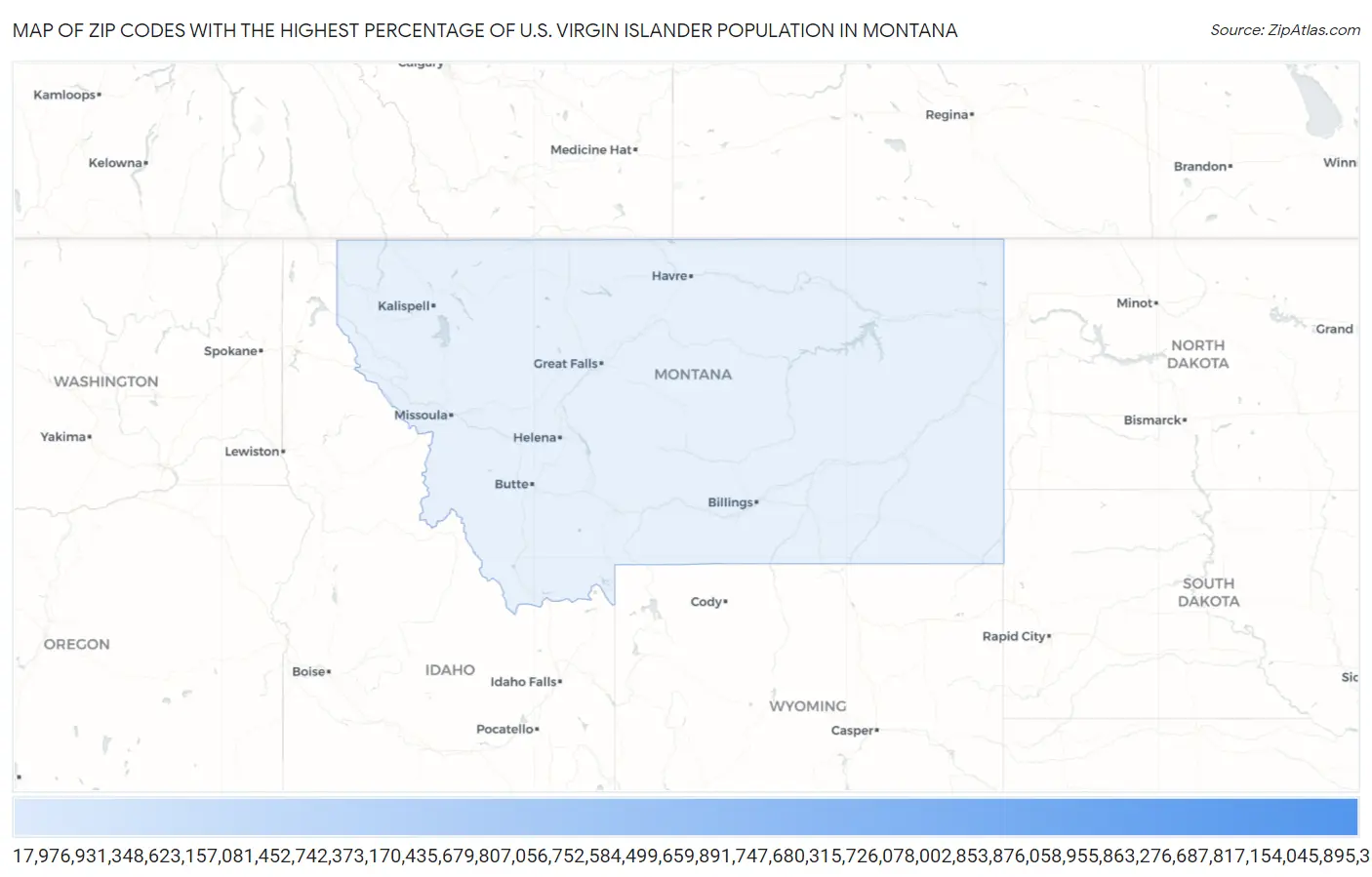 Zip Codes with the Highest Percentage of U.S. Virgin Islander Population in Montana Map