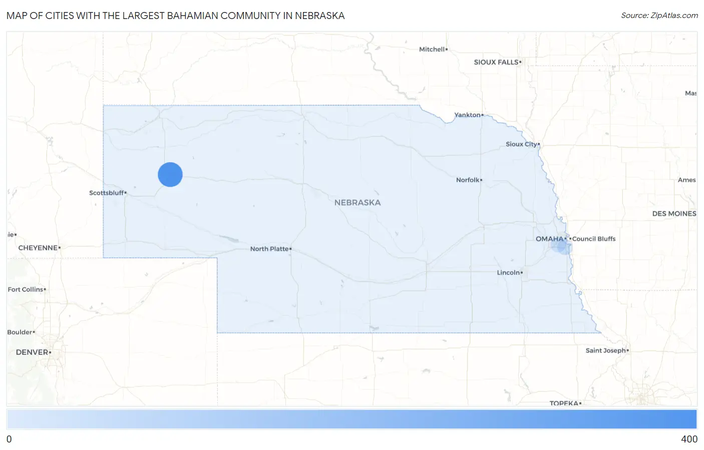 Cities with the Largest Bahamian Community in Nebraska Map