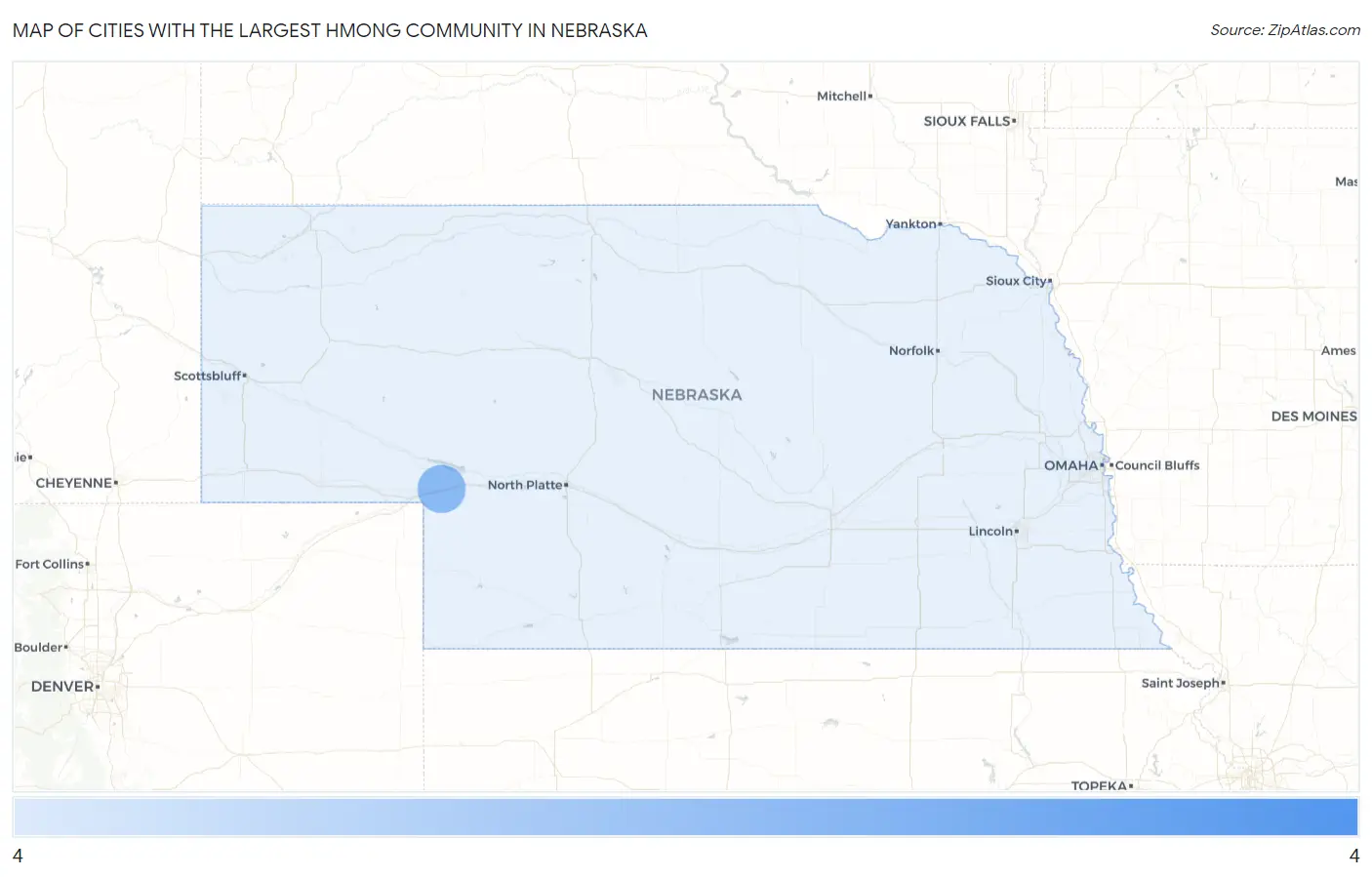 Cities with the Largest Hmong Community in Nebraska Map