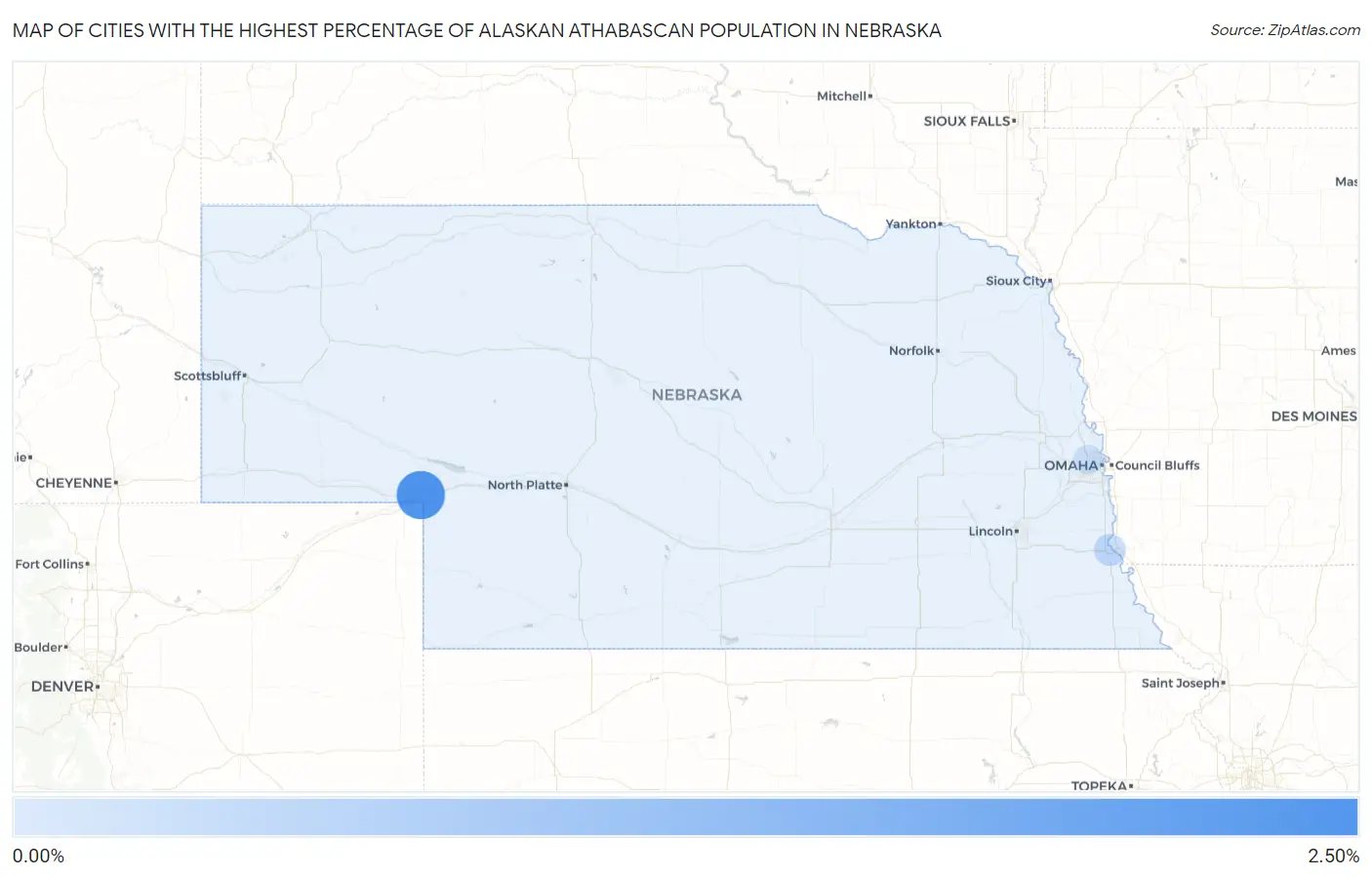 Cities with the Highest Percentage of Alaskan Athabascan Population in Nebraska Map