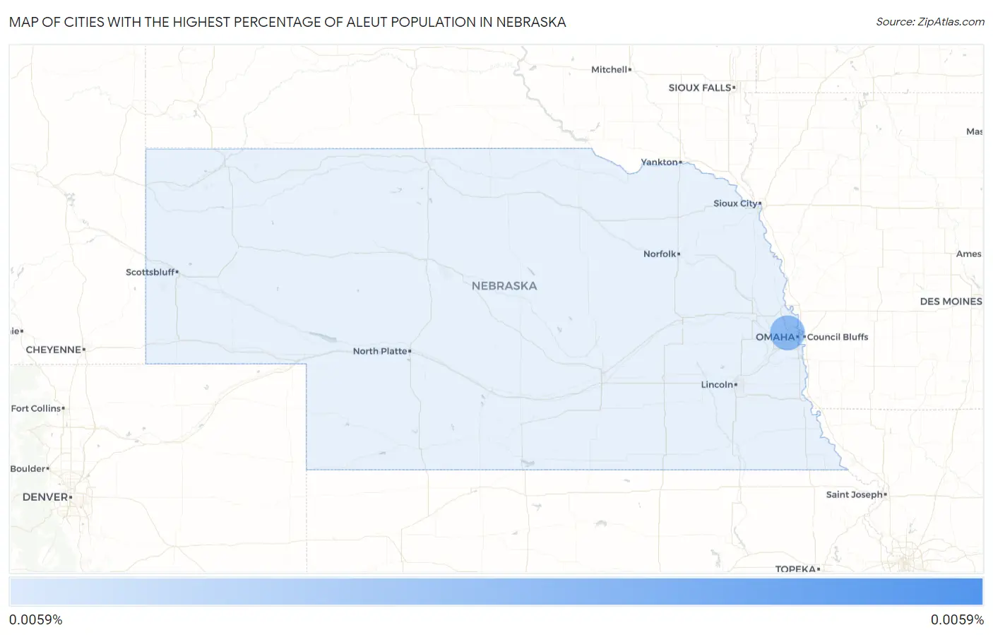 Cities with the Highest Percentage of Aleut Population in Nebraska Map