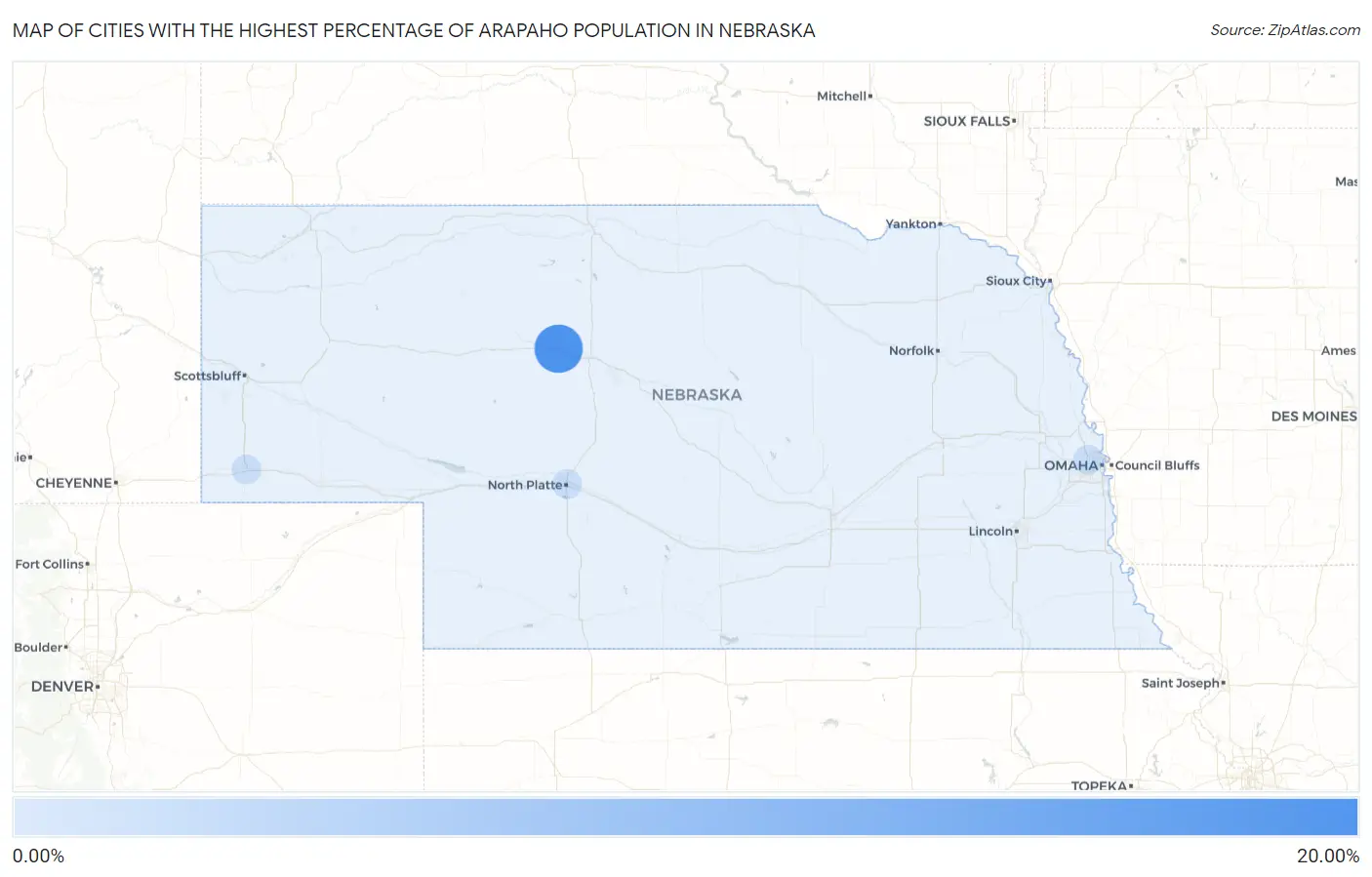 Cities with the Highest Percentage of Arapaho Population in Nebraska Map