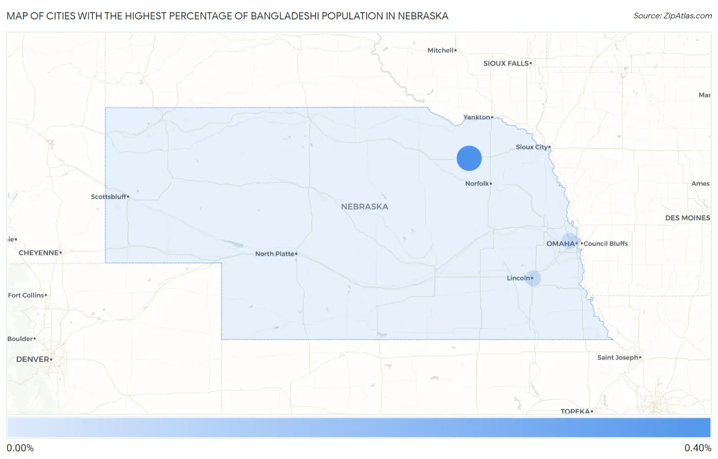 Cities with the Highest Percentage of Bangladeshi Population in Nebraska Map