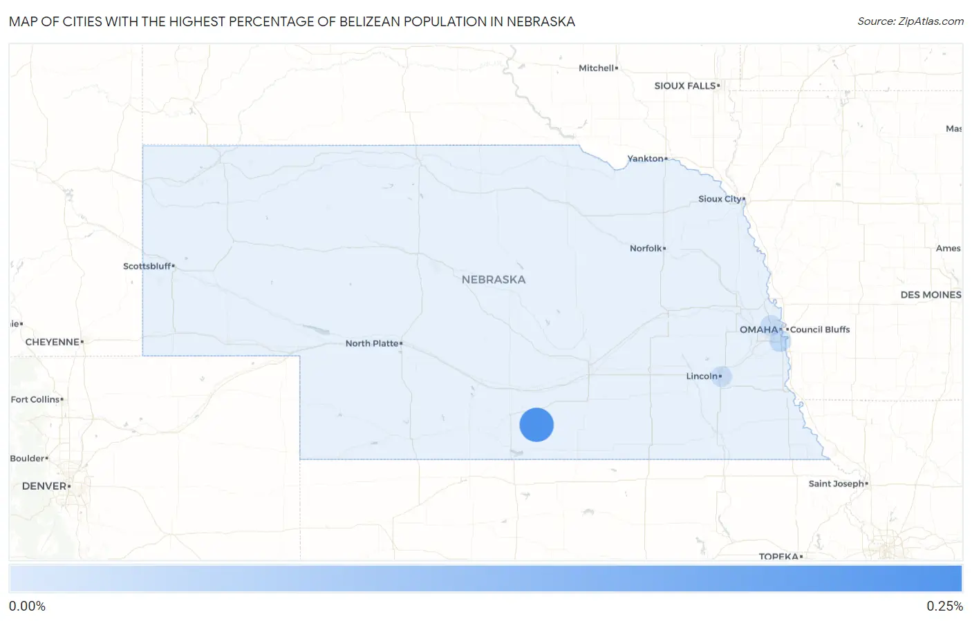 Cities with the Highest Percentage of Belizean Population in Nebraska Map