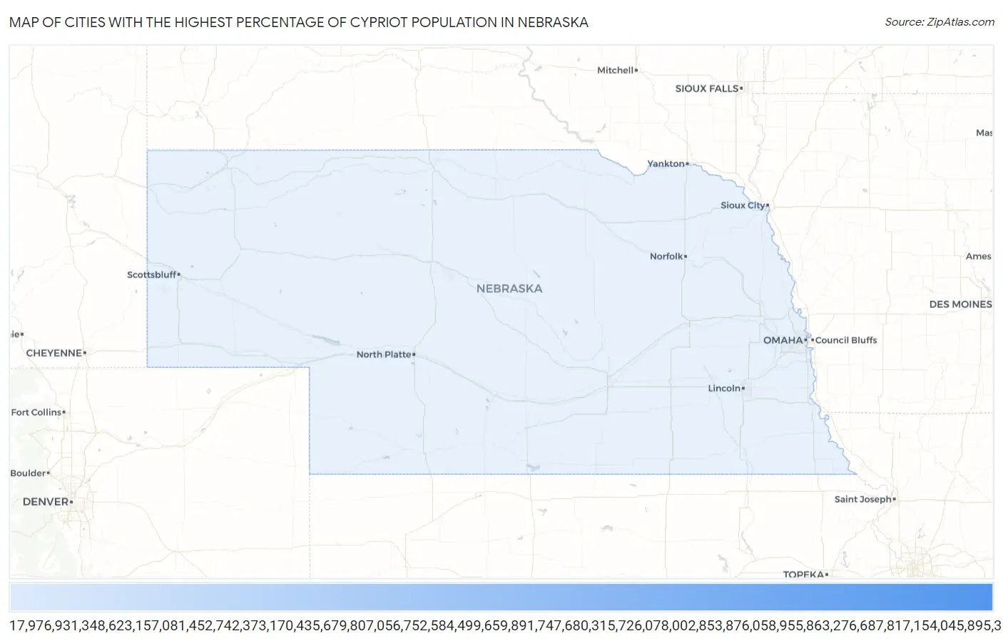 Cities with the Highest Percentage of Cypriot Population in Nebraska Map