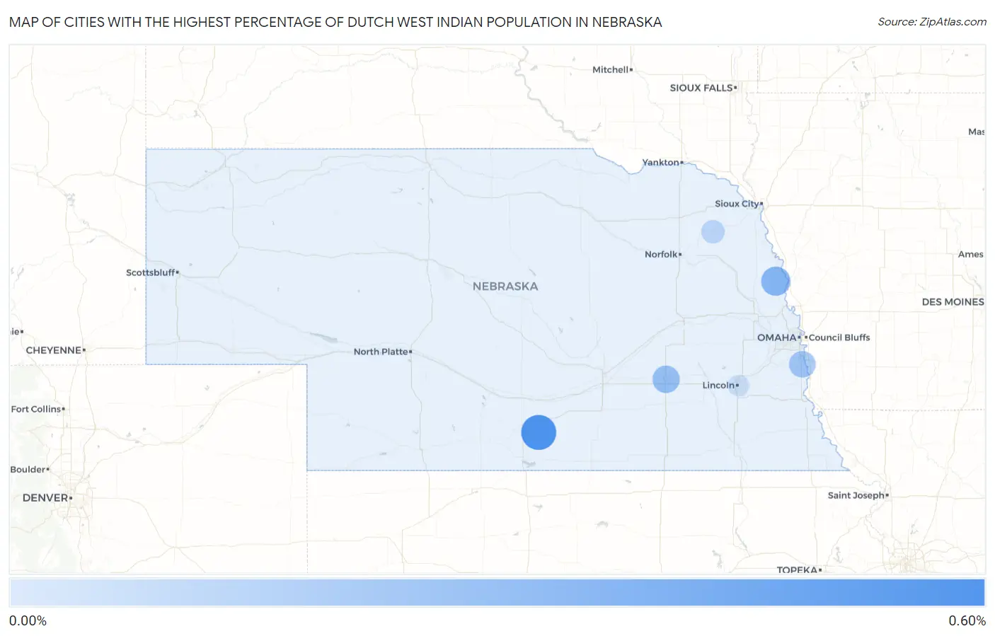 Cities with the Highest Percentage of Dutch West Indian Population in Nebraska Map