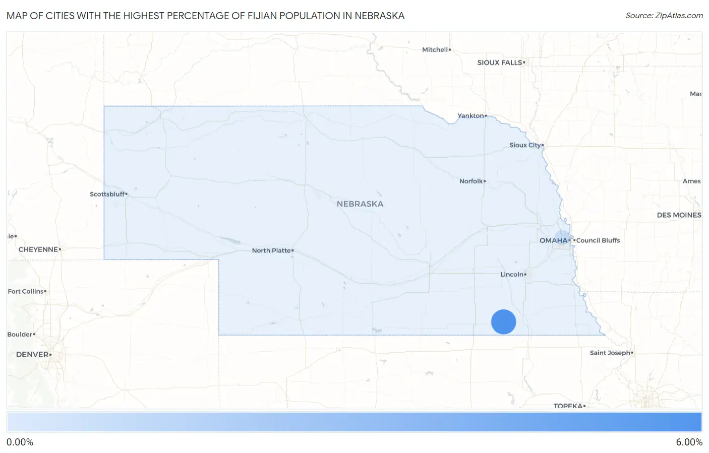 Cities with the Highest Percentage of Fijian Population in Nebraska Map