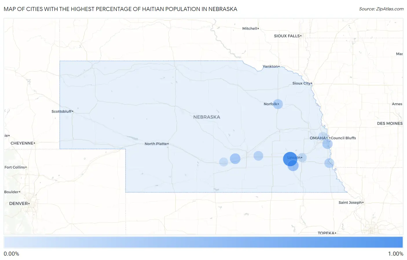 Cities with the Highest Percentage of Haitian Population in Nebraska Map