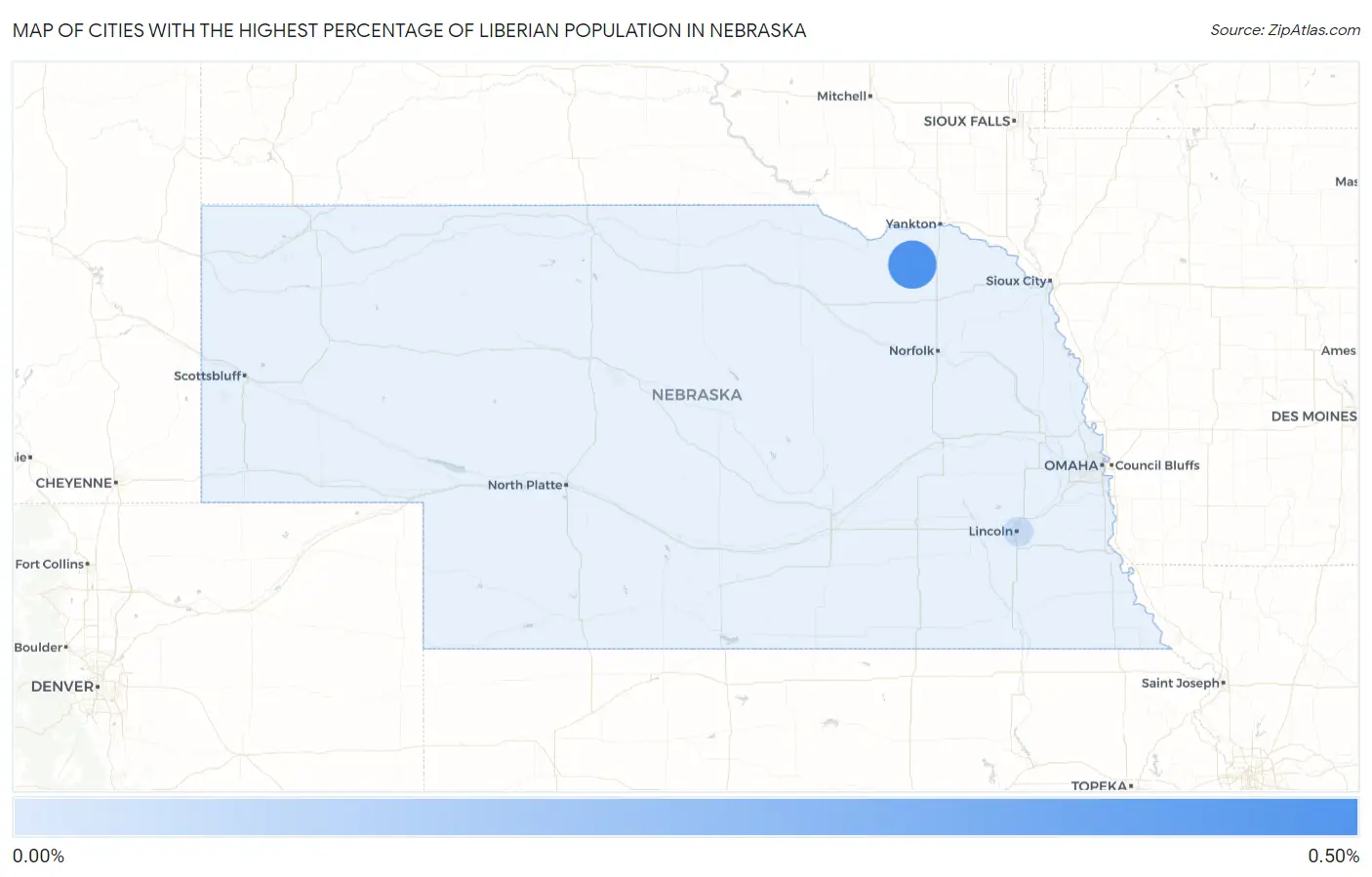Cities with the Highest Percentage of Liberian Population in Nebraska Map