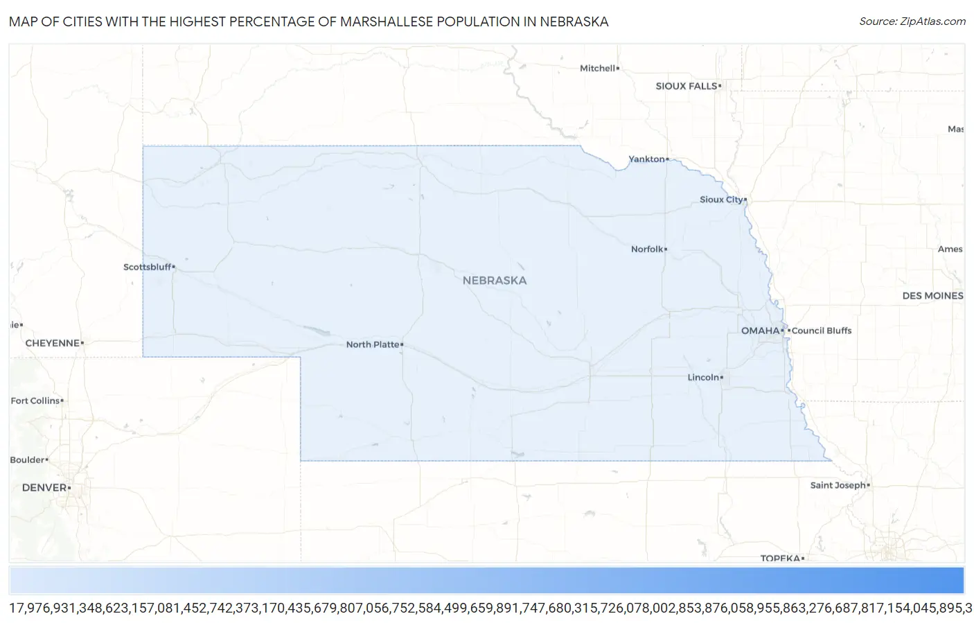 Cities with the Highest Percentage of Marshallese Population in Nebraska Map