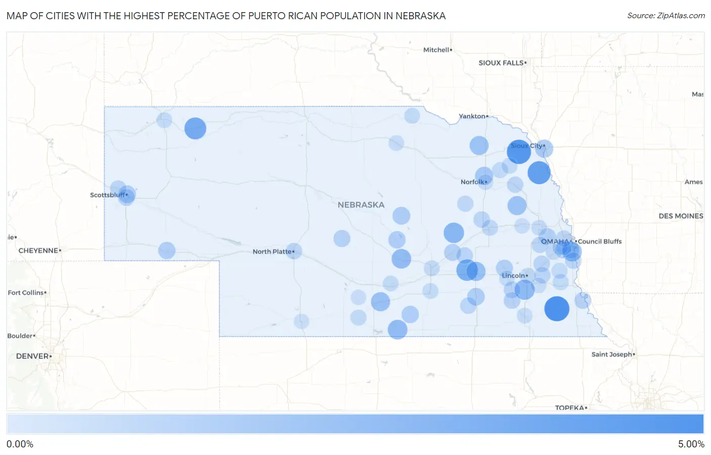 Cities with the Highest Percentage of Puerto Rican Population in Nebraska Map