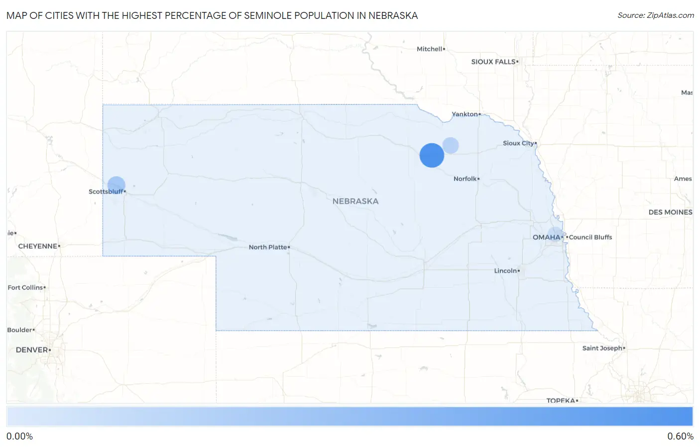 Cities with the Highest Percentage of Seminole Population in Nebraska Map