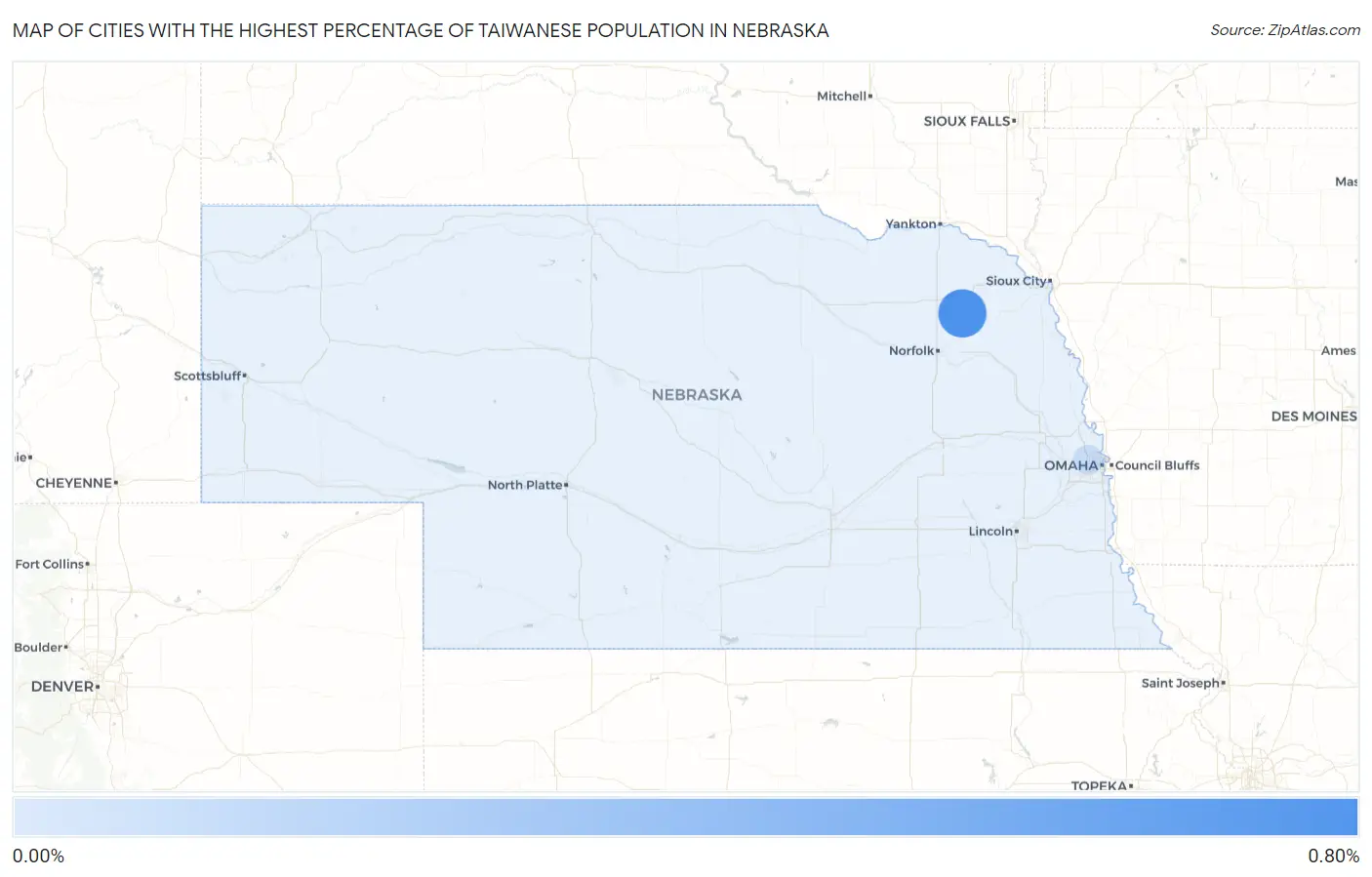 Cities with the Highest Percentage of Taiwanese Population in Nebraska Map