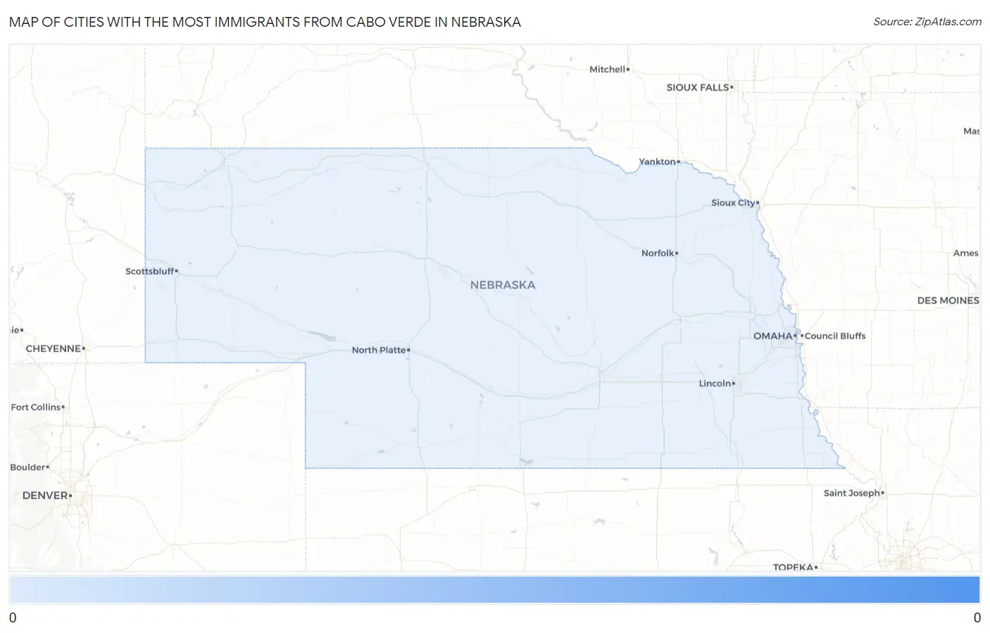 Cities with the Most Immigrants from Cabo Verde in Nebraska Map