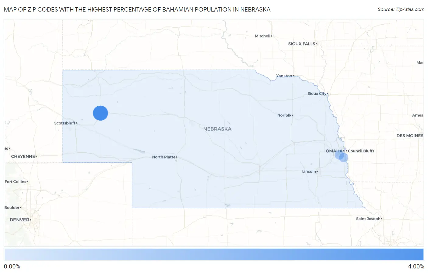 Zip Codes with the Highest Percentage of Bahamian Population in Nebraska Map