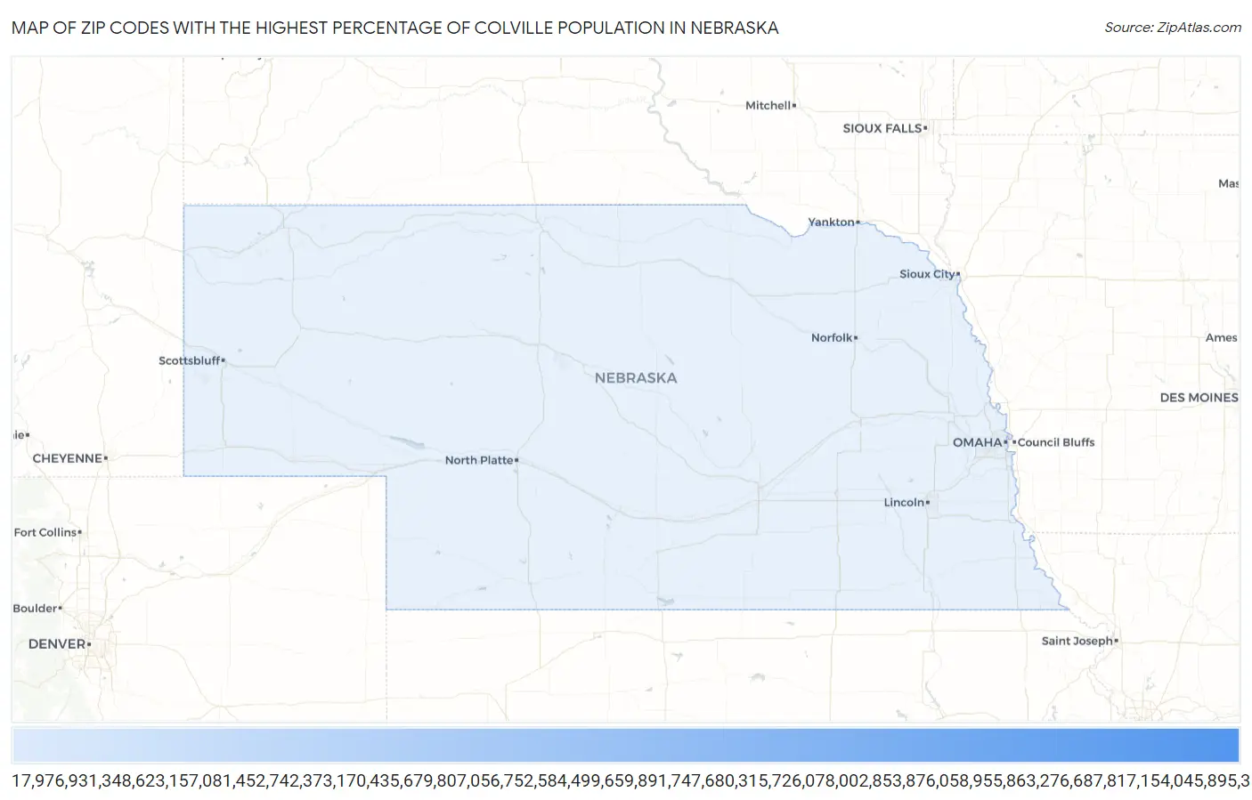 Zip Codes with the Highest Percentage of Colville Population in Nebraska Map