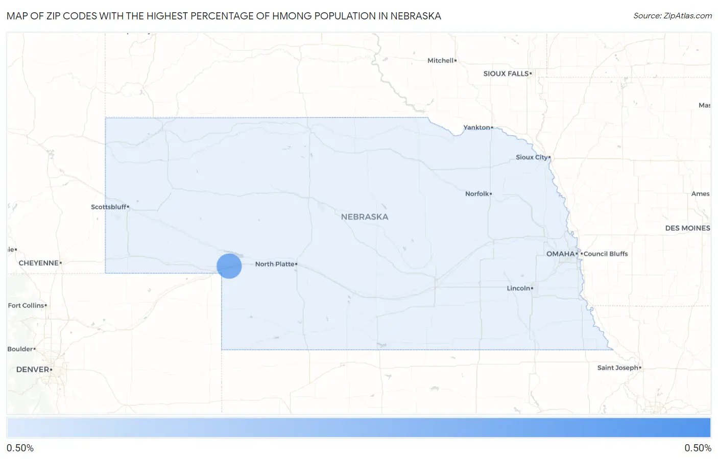 Zip Codes with the Highest Percentage of Hmong Population in Nebraska Map