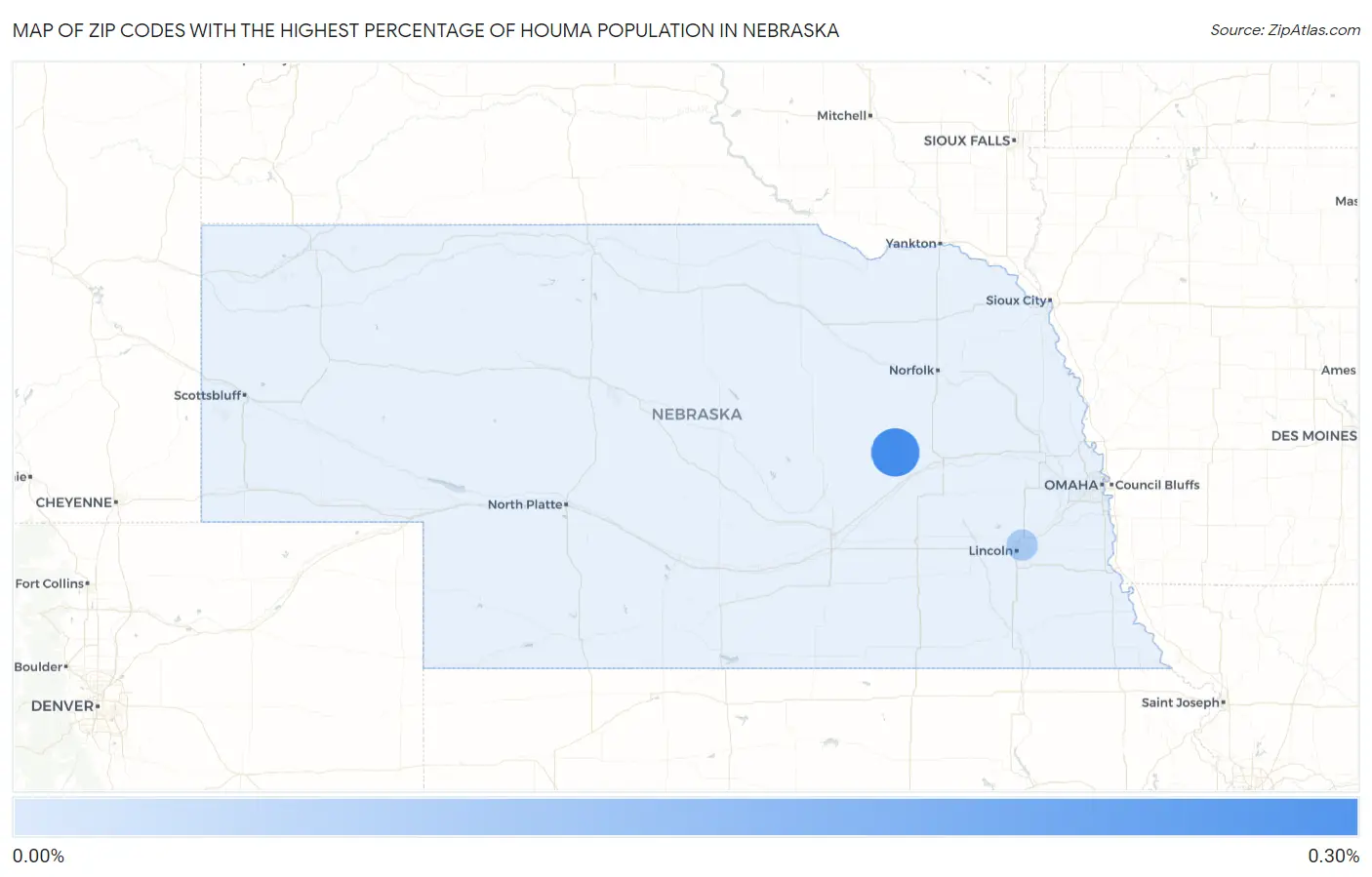 Zip Codes with the Highest Percentage of Houma Population in Nebraska Map