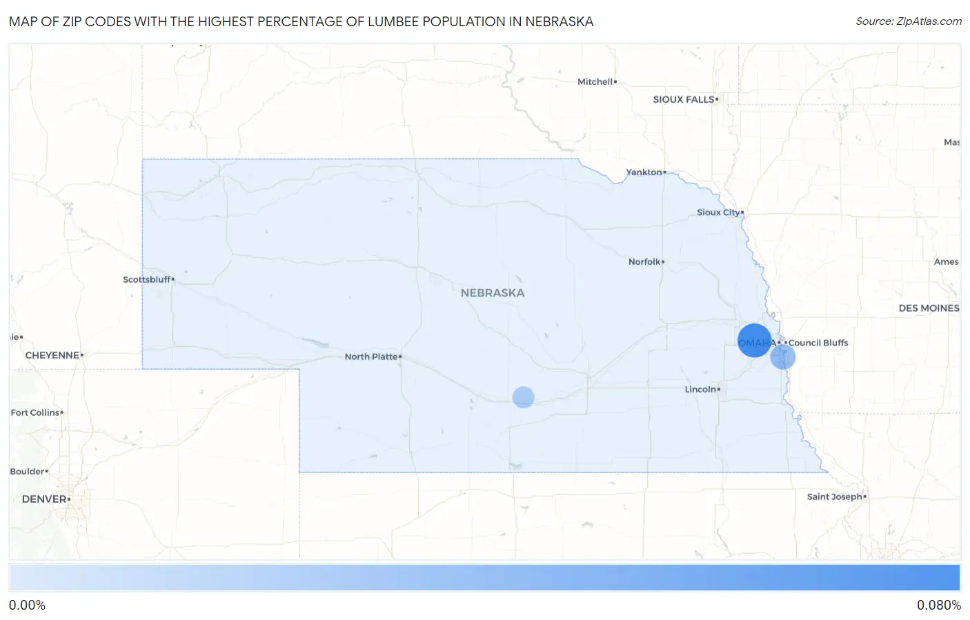 Zip Codes with the Highest Percentage of Lumbee Population in Nebraska Map