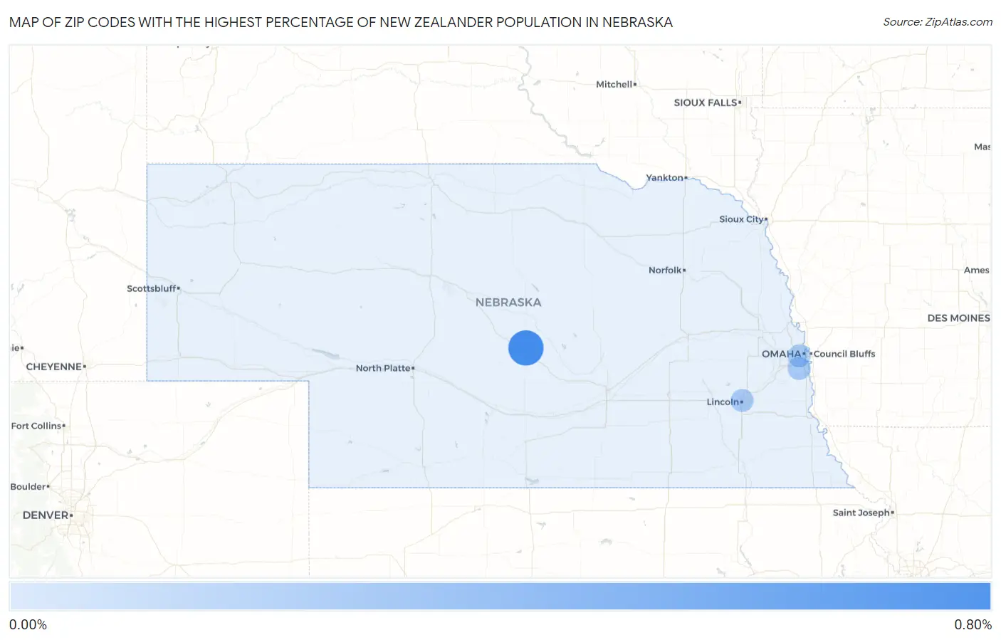 Zip Codes with the Highest Percentage of New Zealander Population in Nebraska Map