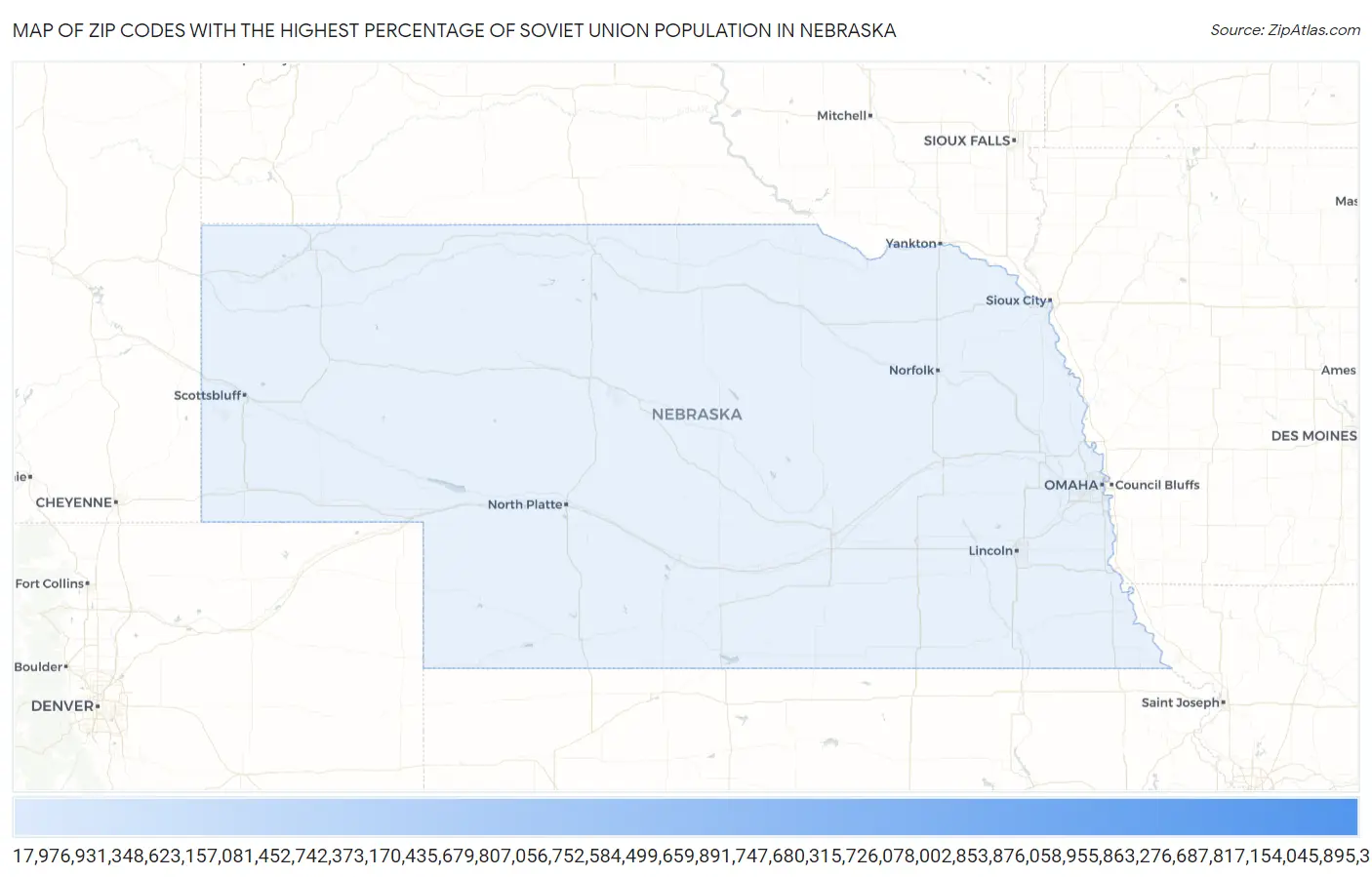 Zip Codes with the Highest Percentage of Soviet Union Population in Nebraska Map