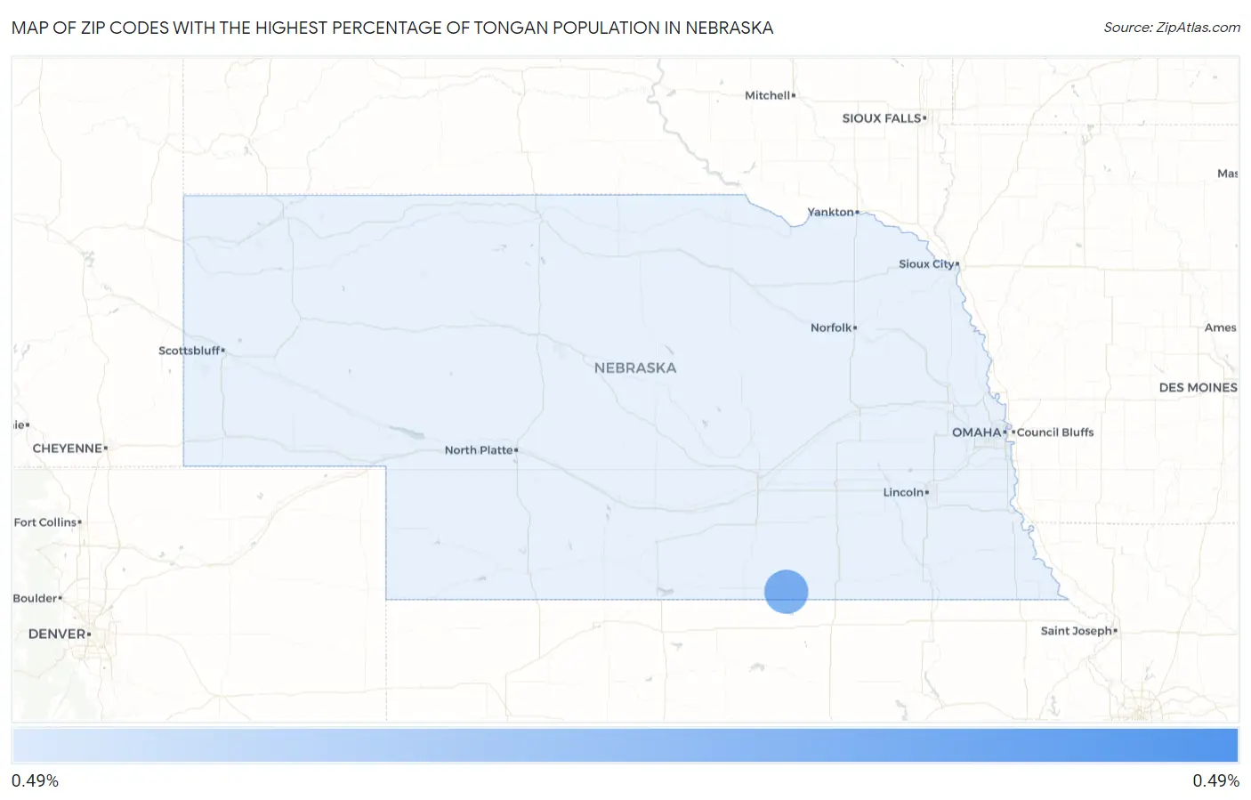 Zip Codes with the Highest Percentage of Tongan Population in Nebraska Map