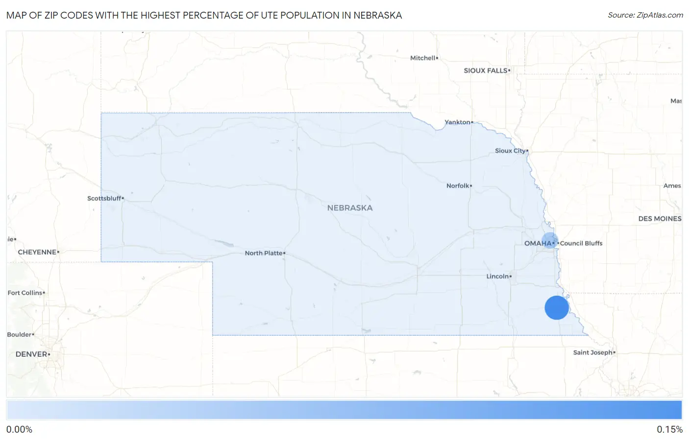 Zip Codes with the Highest Percentage of Ute Population in Nebraska Map