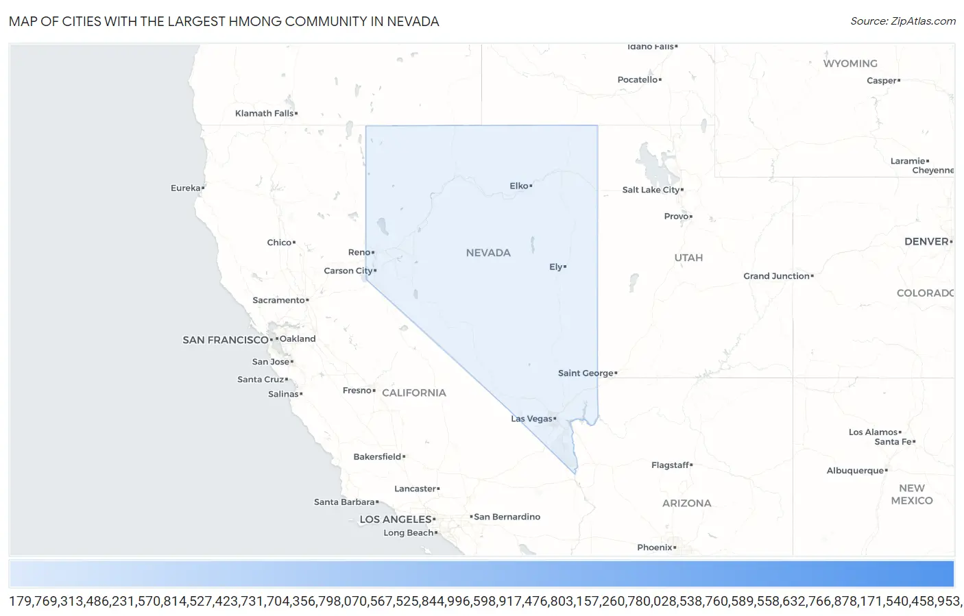 Cities with the Largest Hmong Community in Nevada Map