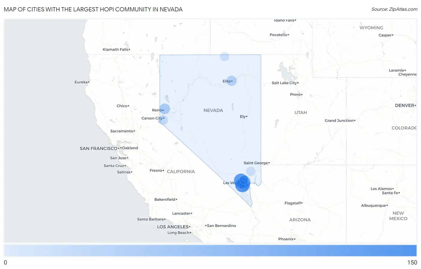 Cities with the Largest Hopi Community in Nevada Map