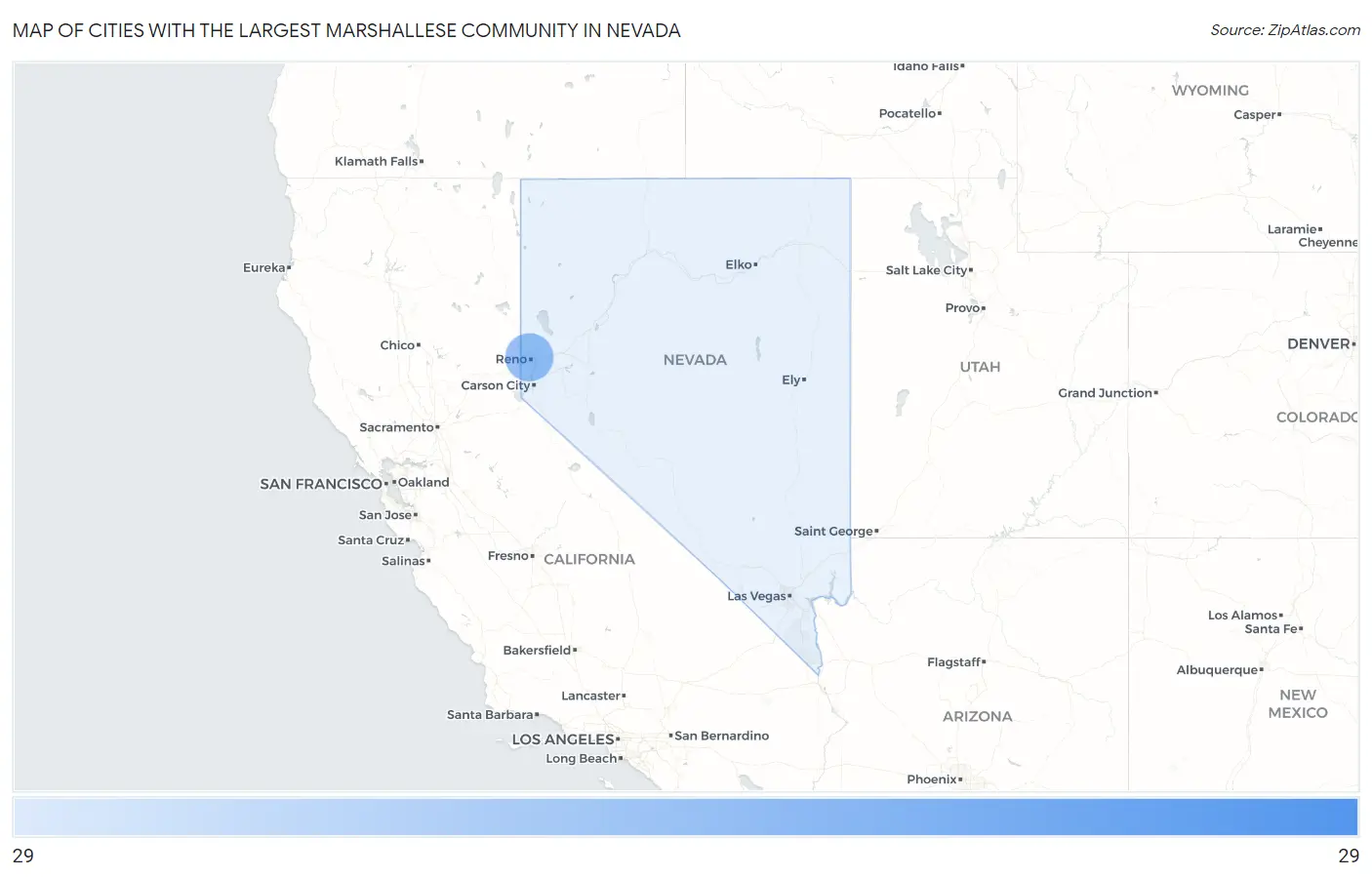 Cities with the Largest Marshallese Community in Nevada Map