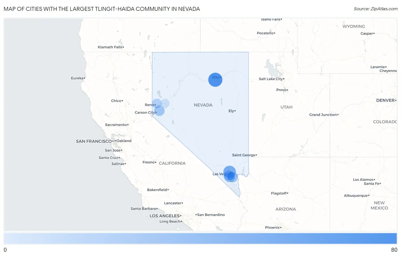 Cities with the Largest Tlingit-Haida Community in Nevada Map