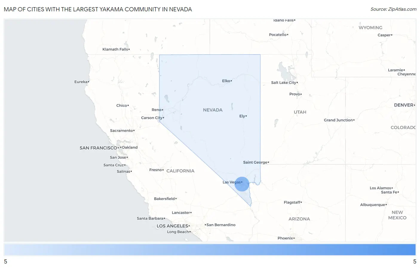 Cities with the Largest Yakama Community in Nevada Map