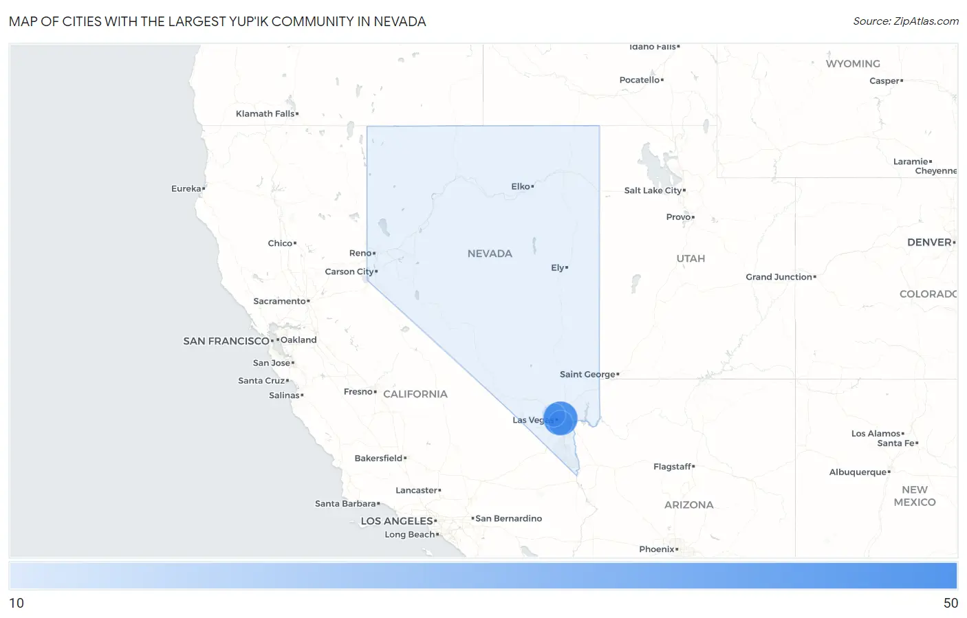 Cities with the Largest Yup'ik Community in Nevada Map